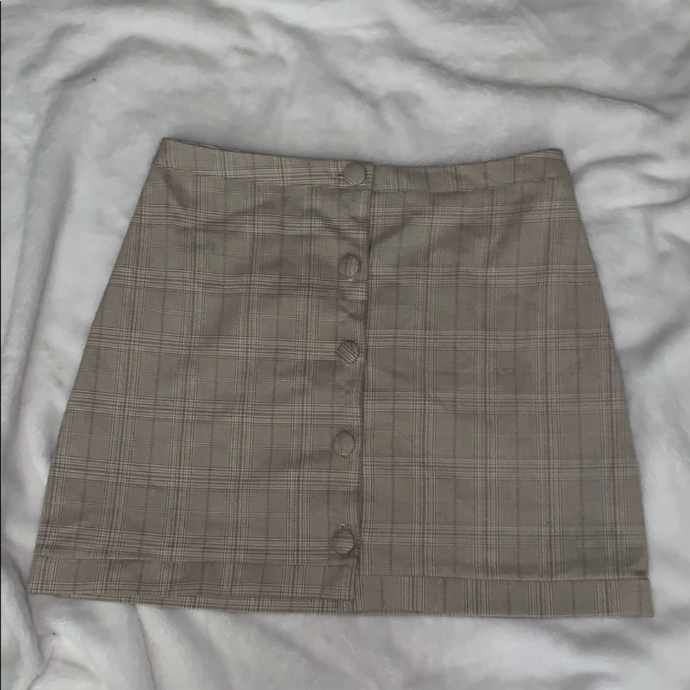 Plaid button-up skirt
